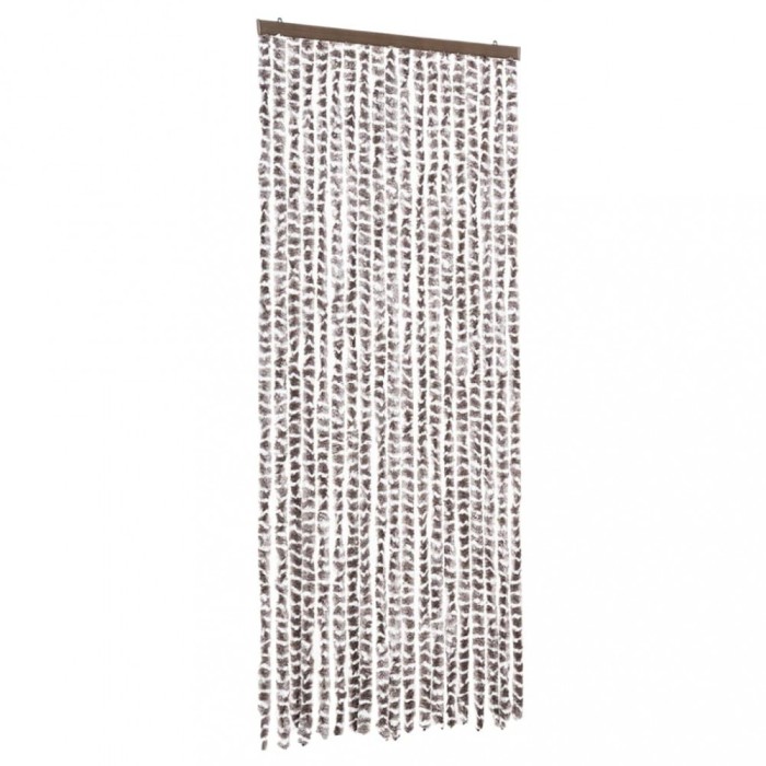 Perdea pentru insecte, gri taupe si alb, 56 x 185 cm, chenille