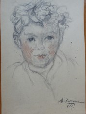 9 desene in tus, creion si carbune, Minica Borsaru, pictor consacrat, anii 60