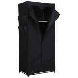 Dulap textil GN cu 1 fermoar, pentru depozitare haine, cu suport umerase, portabil, buzunare laterale, negru