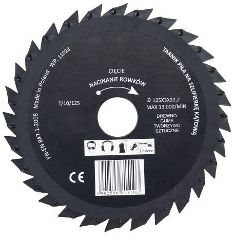 Disc pentru taiat Lemn/Plastic/Cauciuc/Beton/Gips-carton, Tarpol, 125 mm T-10