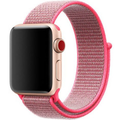 Curea iUni compatibila cu Apple Watch 1/2/3/4/5/6/7, 44mm, Nylon Sport, Woven Strap, Electric Pink