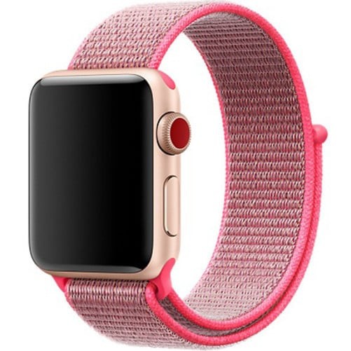 Curea iUni compatibila cu Apple Watch 1/2/3/4/5/6/7, 40mm, Nylon Sport, Woven Strap, Electric Pink