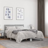 VidaXL Cadru de pat, gri sonoma, 140x190 cm, lemn prelucrat și metal 3280215