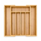 Organizator tacamuri extensibil din bambus 25.5x35.5 cm, compartimente multiple