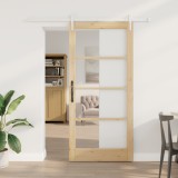 Set ușă glisantă vidaXL cu furnituri 93x202 cm Lemn masiv de pin