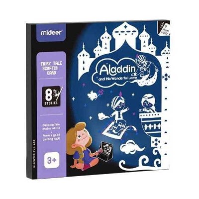Set educativ 2 in 1: Scratch art si proiector poveste Aladin si lampa fermecata Mideer MD4149 foto