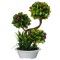 Decoratiune planta 3 Bonsai cu ghiveci alb, culoarea verde, 25x15 cm, ConceptSeller