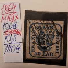 Marca Postala Principatele Unite 1864, 30 parale, stampila Focsani