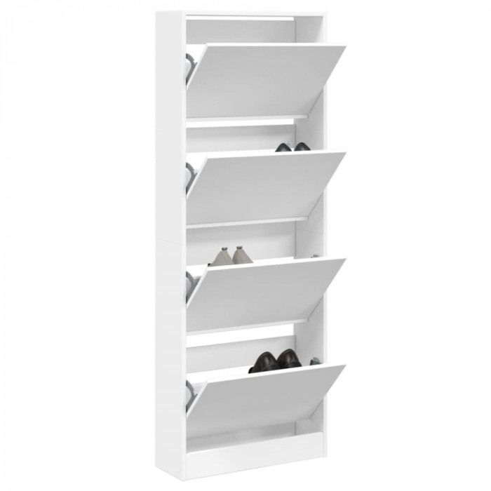 Pantofar, alb, 60x21x163,5 cm, lemn compozit