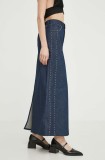 Gestuz fustă din denim culoarea bleumarin, maxi, dreaptă 10909033