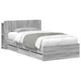vidaXL Cadru de pat cu depozitare cu headboard Sonoma gri 75 x 190 cm 3433908