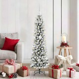 Brad de Craciun artificial Alb 150 cm PVC si metal si plastic