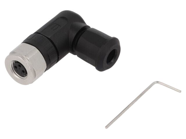Conector M8 mamă 3 pini unghi 90&deg; cablu 4A IP67 HARTING