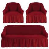 Cumpara ieftin Huse Elastice si Creponate, Canapea 3 Persoane + 2 Fotolii, Bordo - HEP32