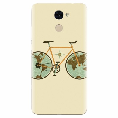 Husa silicon pentru Huawei Enjoy 7 Plus, Retro Bicycle Illustration foto