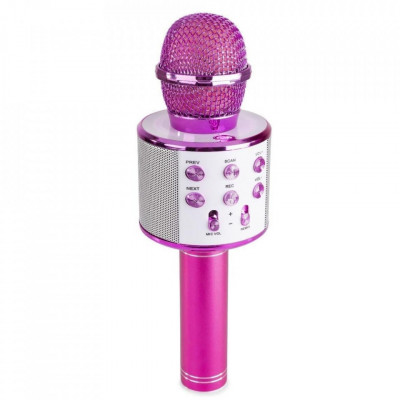 Microfon karaoke cu baterii, Fucsia foto