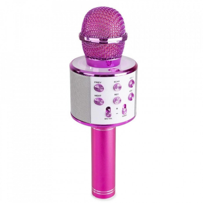 Microfon karaoke cu baterii, Fucsia