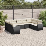 Cumpara ieftin Gossi set mobilier de gradina cu perne, 9 piese, negru, poliratan