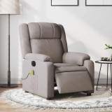 VidaXL Fotoliu electric de masaj rabatabil, gri taupe, textil