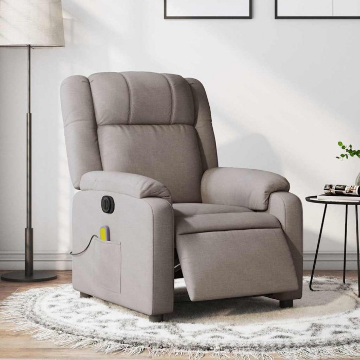 vidaXL Fotoliu electric de masaj rabatabil, gri taupe, textil