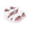 Sandale Copii Primii Pasi Garvalin Fluturasi Piele Naturala, Talpa Flexibila, Antibacteriana, Barefoot, Marime 20, Blanco
