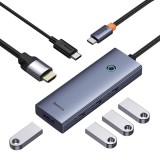 Baseus - Docking Station UltraJoy (B00052807813-01) - Type-C to HDMI, 4xUSB, Type-C, 4K@60Hz - Space Grey
