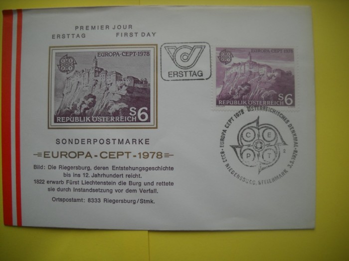 HOPCT PLIC FDC S NR 83 AUSTRIA -EUROPA CEPT 1978