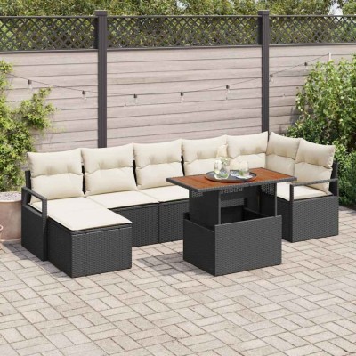 vidaXL Set de canapele pentru grădină 8 pcs Negru Rattan poli foto