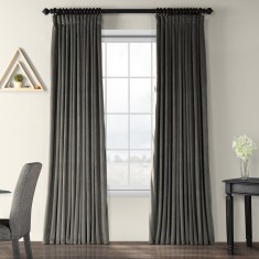 Draperie din catifea cu rejansa, Premium, 150x260 cm, densitate 700 g/mp, Gri
