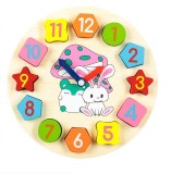 Puzzle educativ din lemn-Sa invatam ceasul, 25 cm