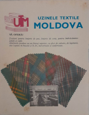 1970 Reclama UTM Uzinele Textile Moldova BOTOSANI comunism epoca aur 26 x20 moda foto
