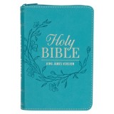 KJV Bible Pocket Faux Leather Teal W/Zipper