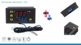 Termostat Electronic Digital 12V cu Senzor NTC, -30~300&deg;C, Releu 10A, Control Temperatura Incalzire/Racire, Clocitoare, Incubator