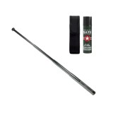 Set baston telescopic din otel si spray paralizant , 90 ml, argintiu, 77 cm, 4 sectiuni , husa inclusa