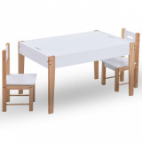Set masa cu scaune pentru copii cu tabla, 3 piese, negru si alb GartenMobel Dekor
