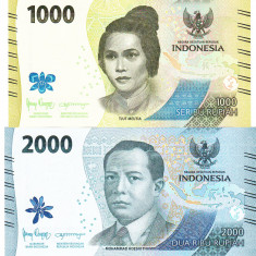 Indonezia 1 000-2 000 Rupiah rupii 2022 PW 162-163 Eroii Nationali UNC