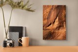 Tablou Canvas, "Umbre și contururi pe st&acirc;ncă roșie", Piatra, Striații, Textură, Nuanțe, Eroziune, Relieful, Desertic, Arid, Natural, Stratificare, 26