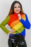 G634-100 Pulover cu imprimeu multicolor, L, S/M, XL