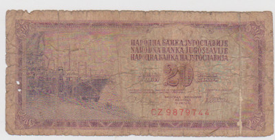 BANCNOTA20 DINARI 20 VIII 1978JUGOSLAVIA /S foto