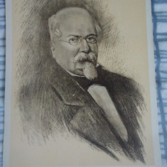 Ilustrație gravură pe carton, dimensiuni mari : M. Kogălniceanu, anii 1930