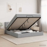 Cumpara ieftin Pat ottoman cu saltea Gri deschis 180 x 200 cm Tesatura
