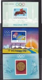 ROMANIA 1972 OLIMPIADA MUNCHEN SET COMPLET 3 COLITE NEDANTELATE MNH., Sport, Nestampilat