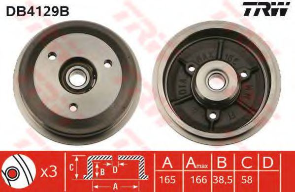 Tambur frana CITROEN SAXO (S0, S1) (1996 - 2004) TRW DB4129B