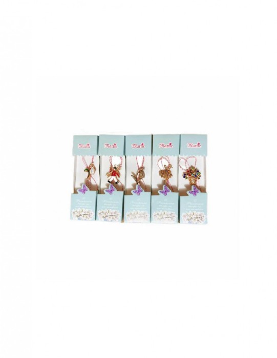 Set 5 martisoare tip brosa cu diferite modele colorate pentru 1 si 8 martie