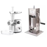 Cumpara ieftin Pachet Masina de tocat carne, 400W, 100-300 Kg/h, HENDI 198 + Aparat Umplut Carnati Inox, Profesional, Profi Line, 3 Kg, 2 Viteze de Umplere, 4 Palnii