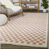 Covor Premium Belgian Model Sherpa 52992-266, Marime 120 x 170 cm, Crem, Roz, Inaltime Fir 30 mm, Antialergic, Polipropilena, Living, Dormitor, Sufrag