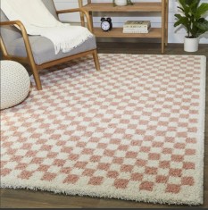 Covor Premium Belgian Model Sherpa 52992-266, Marime 120 x 170 cm, Crem, Roz, Inaltime Fir 30 mm, Antialergic, Polipropilena, Living, Dormitor, Sufrag foto