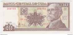 !!! CUBA - 10 PESOS 2003 - P 117 f - UNC / SERIA DF-33 / CEA DIN SCAN