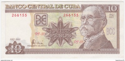 !!! CUBA - 10 PESOS 2003 - P 117 f - UNC / SERIA DF-33 / CEA DIN SCAN foto