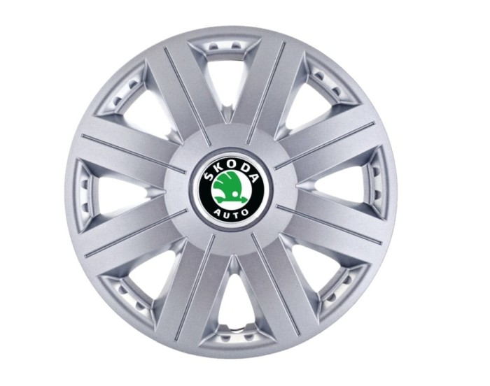 Set 4 capace roti Cosmos cromat R16 pentru gama auto Skoda